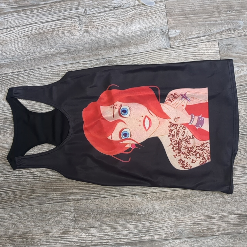 5/$25 DISNEY Ariel Mermaid Punk Rocker Tank Top S